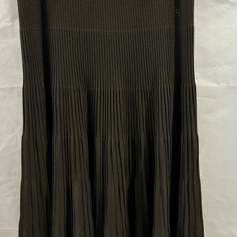 Anne Klein Dark Brown A-Line Pleated Skirt Medium